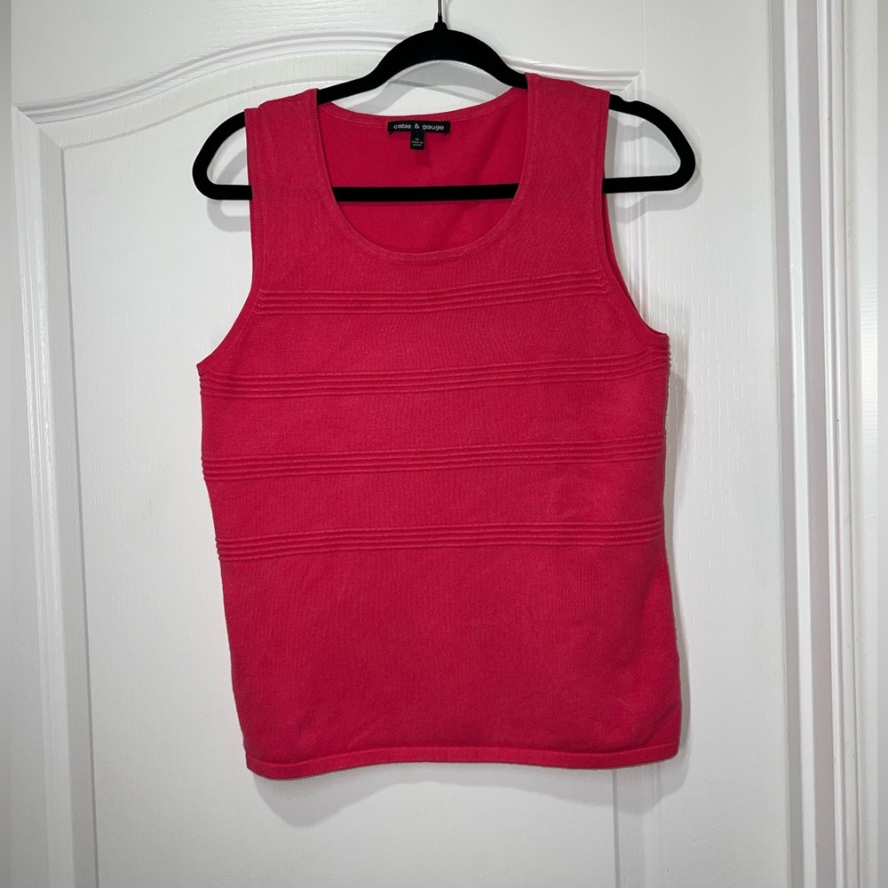 Cable & Gauge Sleeveless Pink Ribbed Sweater Tank Women’s Medium